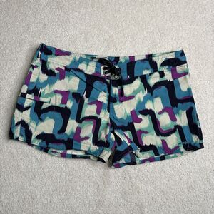 Patagonia‎ Wavefarer Board Shorts Womens 10 Lace Up Nylon Swim Blue Pink White
